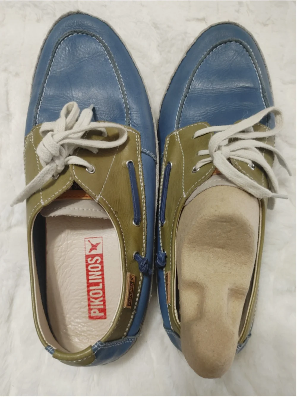 Men's Pikolinos Jucar M4E-1035BFC1 Leather Boat Shoes Blue and Olive 43 (9-9.5)